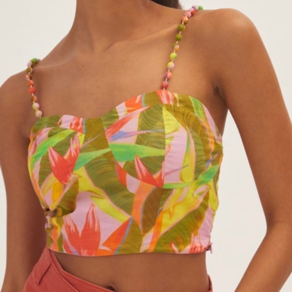 Farm x Anthropologie Structured Crop Top vibrant colors